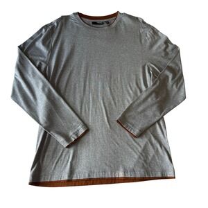 NWT Murano Liquid Luxury T-Shirt XL Gray Long Sleeve Crew Neck 100% Cotton Basic
